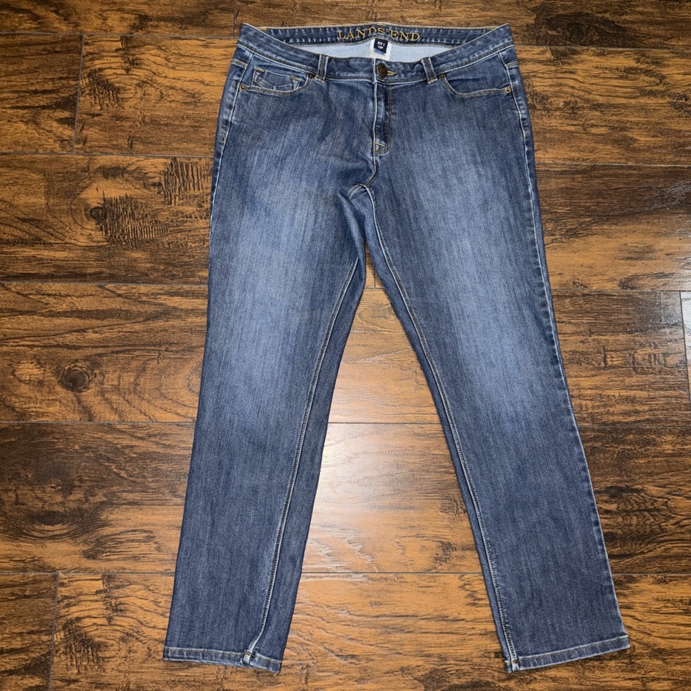 Lands' End Jeans Fit 1 Straight Leg 12P Blue Denim Casual Classic Petite